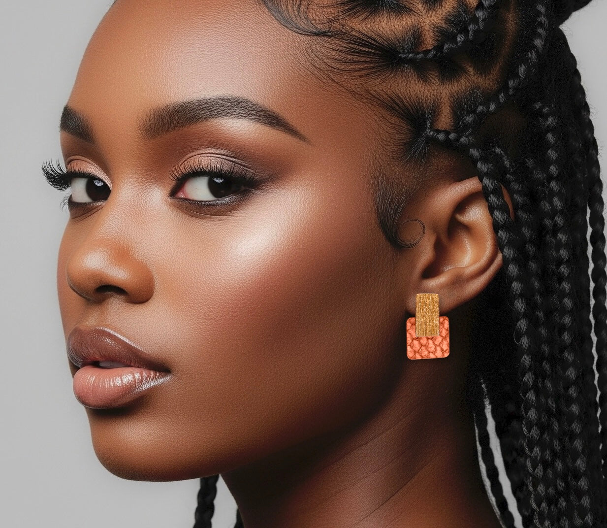 Bijoux femme originaux, bijou original, boucles d’oreilles en cuir marin cuir de poisson 